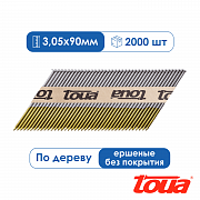Реечные гвозди для нейлера ершеные без покрытия Toua D34 90 мм